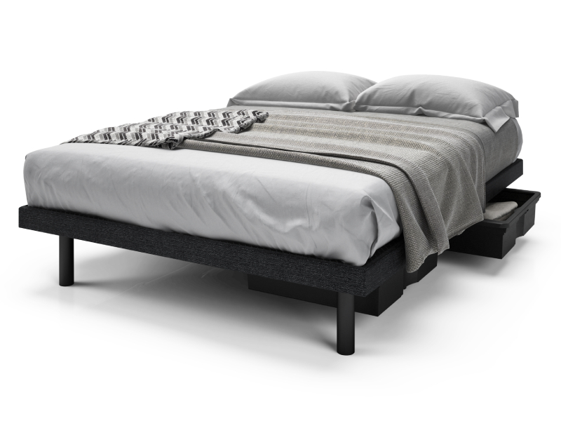 Beaudoin 13" Reflexx Twin Platform Bed in Stallion Black Fabric - REFLEXX39SB
