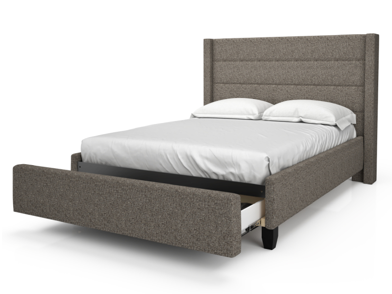 Beaudoin Elliane King Upholstered Bed with Particleboard Platforms and a Storage Footboard - HEL78+BKPDK