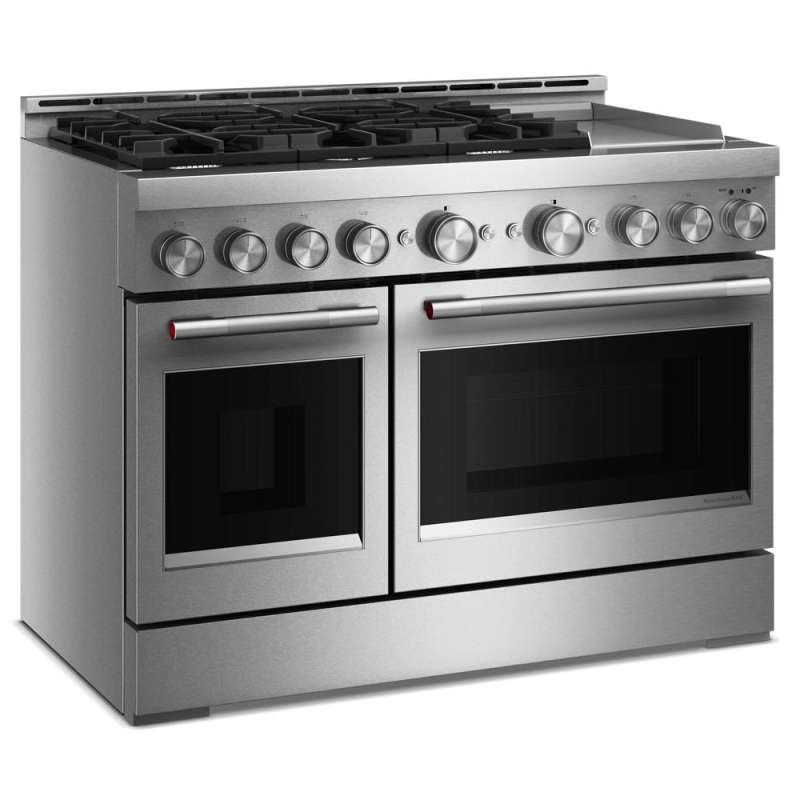 48" KitchenAid 6 Burner Commercial-Style Gas Range with Griddle - KFGD948SSS