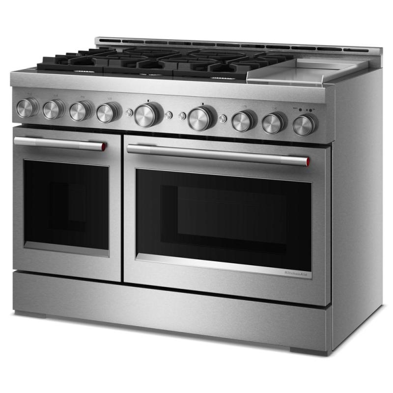 48" KitchenAid 6 Burner Commercial-Style Gas Range with Griddle - KFGD948SSS