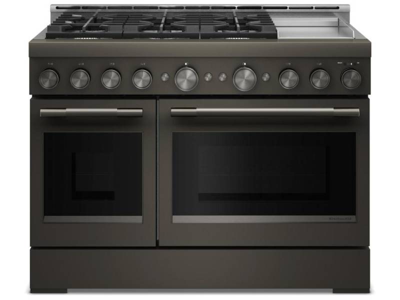 48" KitchenAid 6 Burner Commercial-Style Gas Range with Griddle - KFGD948SBE