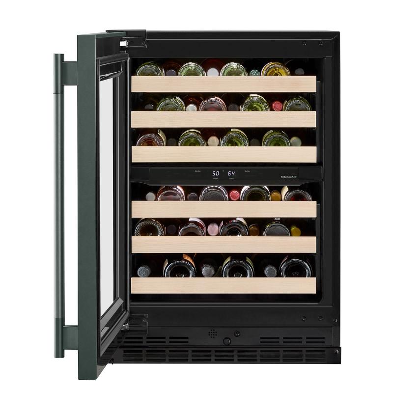 24" KitchenAid Undercounter Wine Cellar with Full-Extension Wood-Front Racks - KUWL524SJP