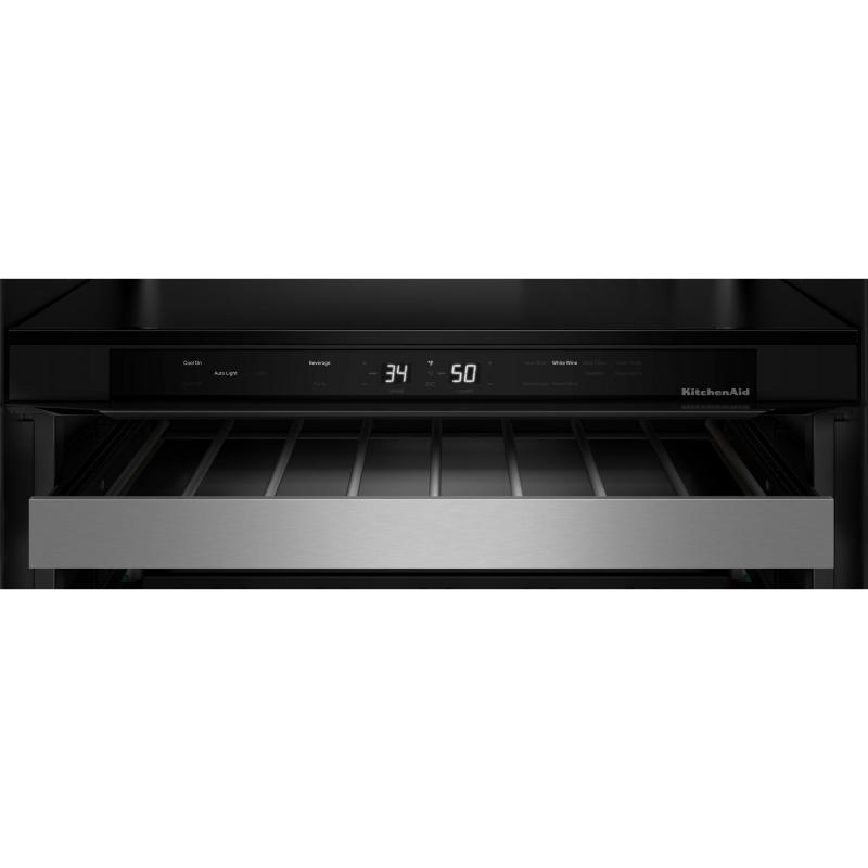 24" KitchenAid Beverage Center with Glass Door and Wood-Front Racks - KUBL524SJP