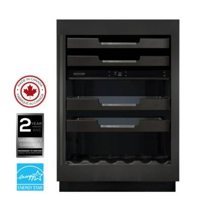 24" Marathon Built-in Dual Zone Wine & Beverage Cooler in Black Steel - M4-D250BLS