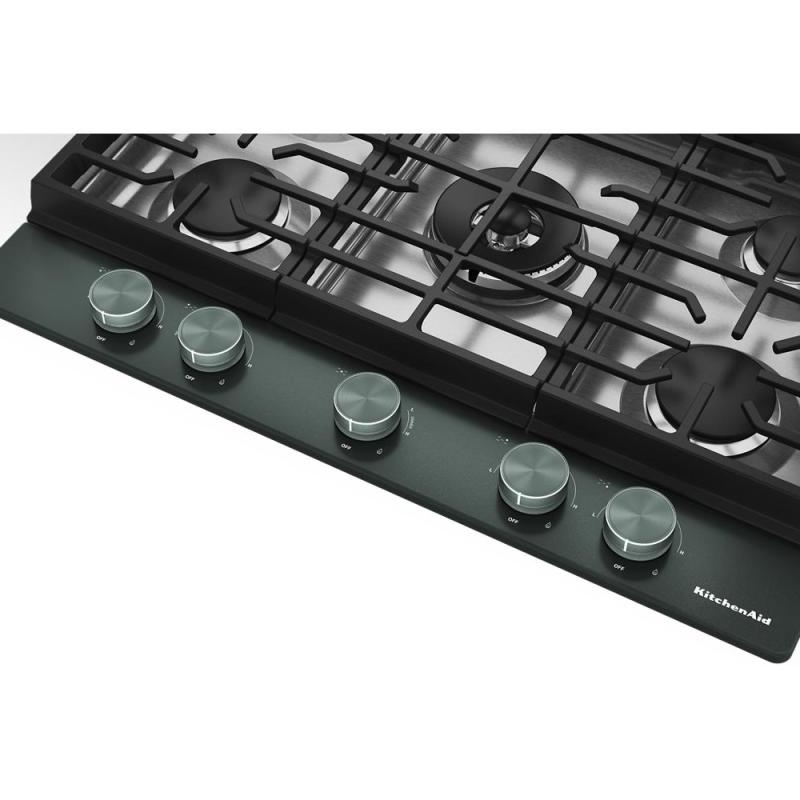 30" Kitchenaid Gas-on-Metal Cooktop with an Integrated Wok Grate - KCGK530SJP