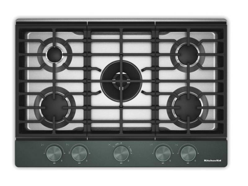 30" Kitchenaid Gas-on-Metal Cooktop with an Integrated Wok Grate - KCGK530SJP