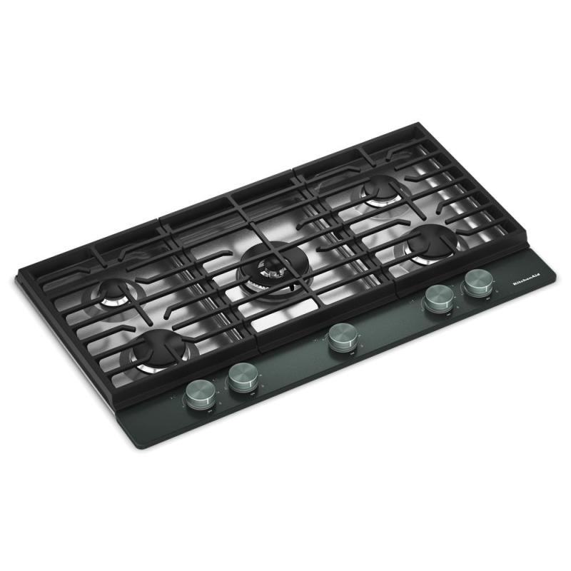 36" Kitchenaid Gas-on-Metal Cooktop with an Integrated Wok Grate - KCGK736SJP