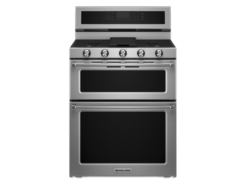30" KitchenAid 5 Burner Dual Fuel Double Oven Convection Range - KFDD500ESS