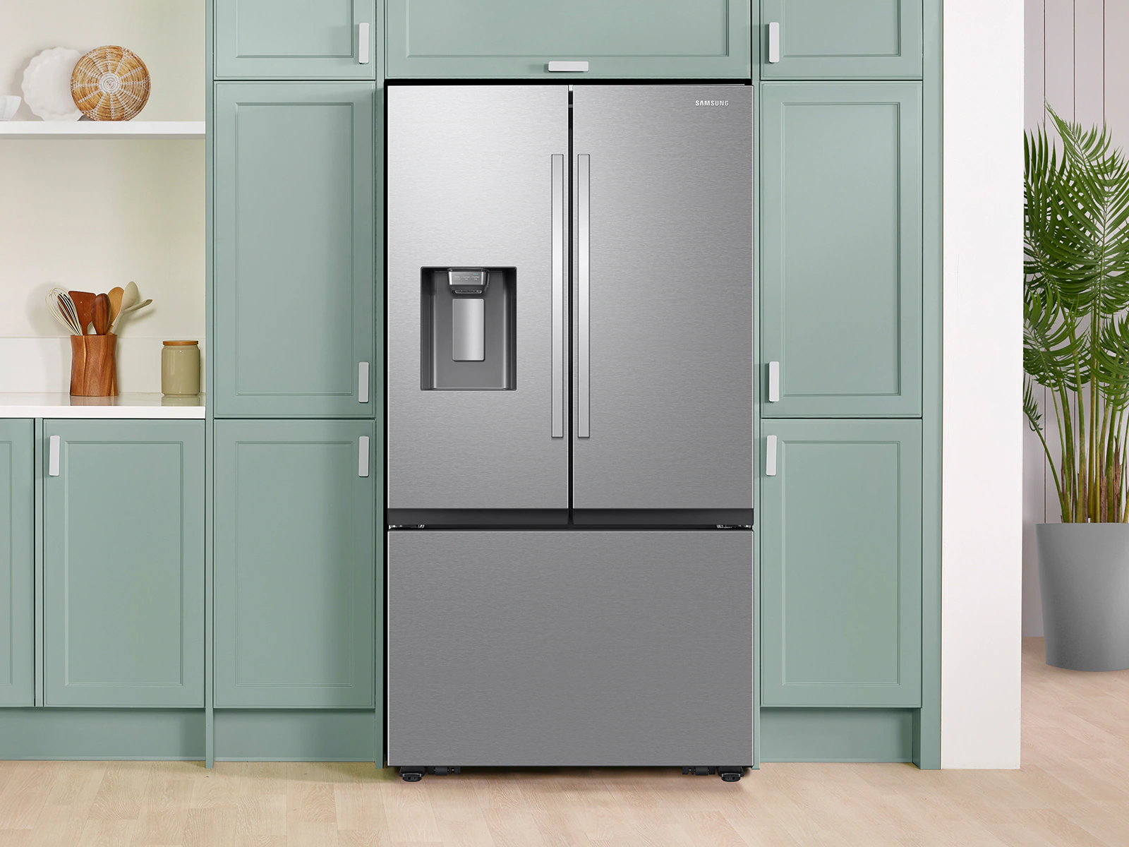 36" Samsung Bespoke AI 3-Door French Door Refrigerator with External Water & Ice Dispenser - RF27CG5B30SRAA
