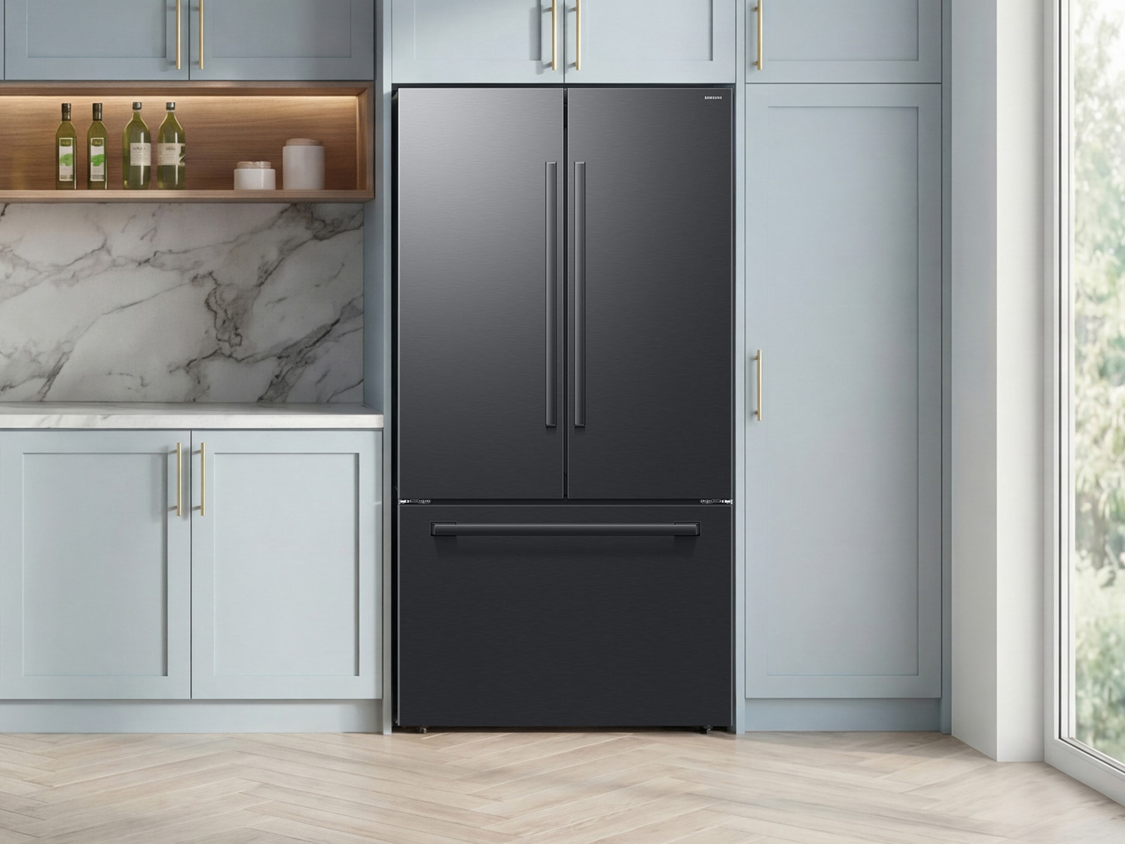 36" Samsung Bespoke AI 3-Door French Door Refrigerator with In-Door Tall Dispenser - RF70H30KEEAA