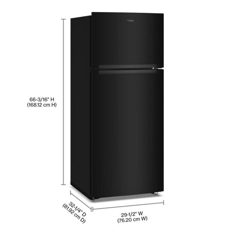 28" Whirlpool 18.0 Cu. Ft. Wide Top Freezer Refrigerator with Total Coverage Cooling - WRTX5118TB
