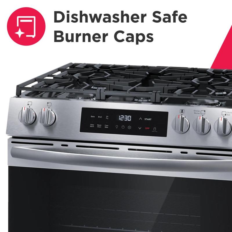 30" Frigidaire Front Control Gas Range with Air Fry - FCFG3082BS