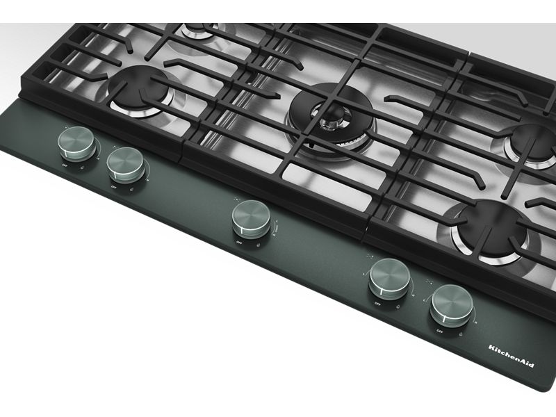 36" KitchenAid Gas Cooktop with 5 Burners and Integrated Wok Grate - KCGK536SJP