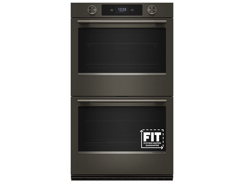 30" Kitchenaid Smart Electric Double Wall Oven with Intelligent Cooking Camera in Black Ore - KOED930SBE