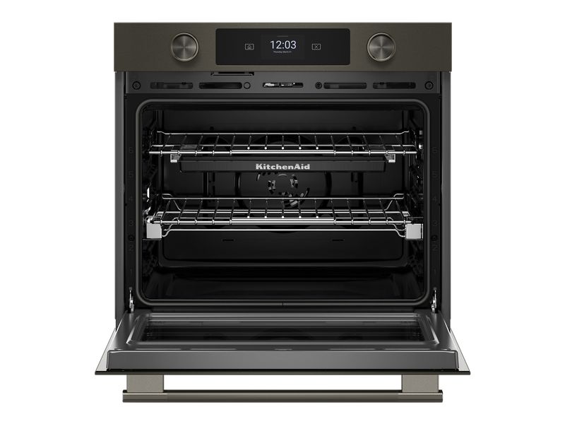 30" Kitchenaid Smart Electric Single Wall Oven with Intelligent Cooking Camera in Black Ore - KOES930SBE