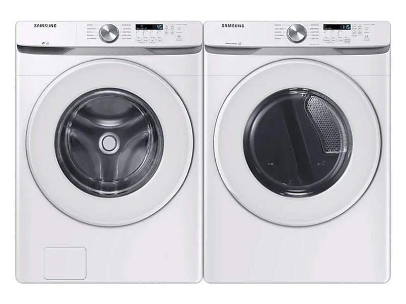 27" Samsung 5.2 Cu. Ft. Front Load Washer and 7.5 Cu. Ft. Dryer - WF45T6000AW-DV45DG6000HWAC