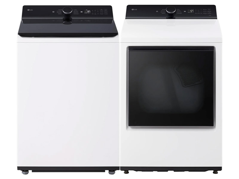 27" LG Top Load Washer and Electric Dryer - WT8405CW-DLE8400WE
