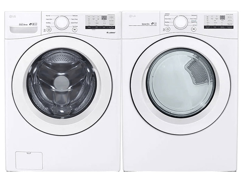 27" LG 5.2 Cu. Ft. Ultra Large Front Load Washer and 7.4 Cu. Ft. Ultra Large Capacity Electric Dryer - WM3400CW-DLE3400W