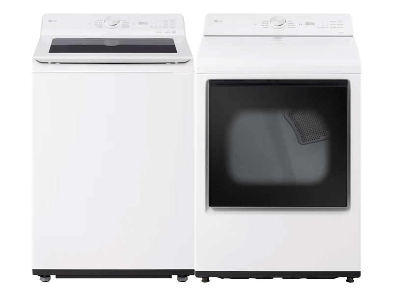 27" LG 5.8 Cu. Ft. Top Load Washer and 7.3 Cu. Ft. Front Load Dryer - WT8200CW-DLE8200W