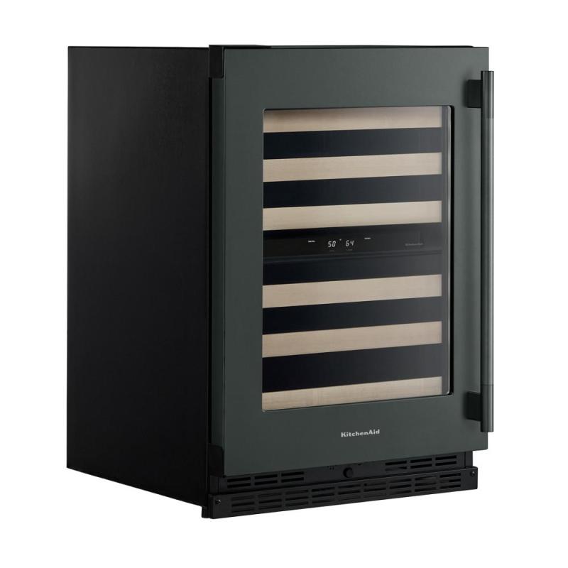 24" KitchenAid Undercounter Wine Cellar with Full-Extension Wood-Front Racks - KUWL524SJP