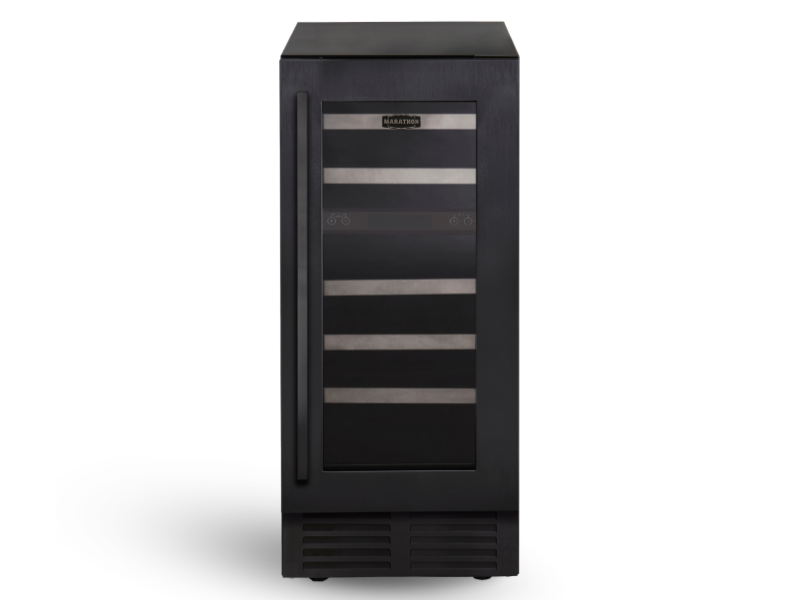 15" Marathon Dual Zone Wine Cooler in Black Steel - MWC28-DBLS-1