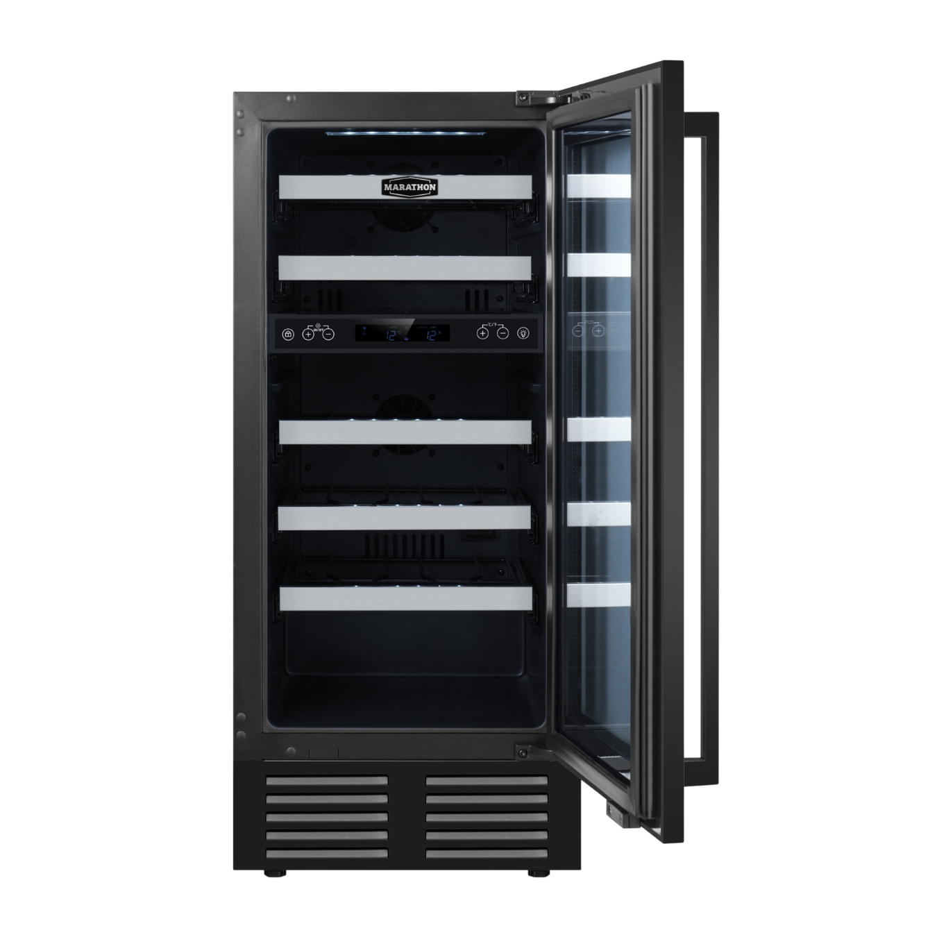 15" Marathon Dual Zone Wine Cooler in Black Steel - MWC28-DBLS-1
