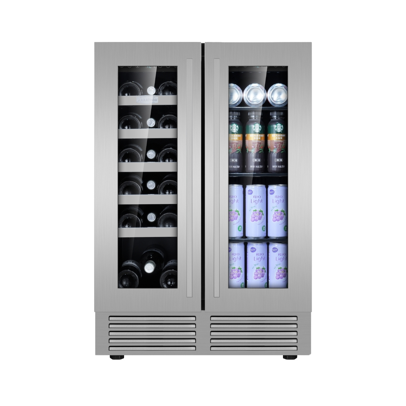 24" Marathon French Door Dual Zone Beverage Cooler in Stainless Steel - MBWC56-FDSS-1