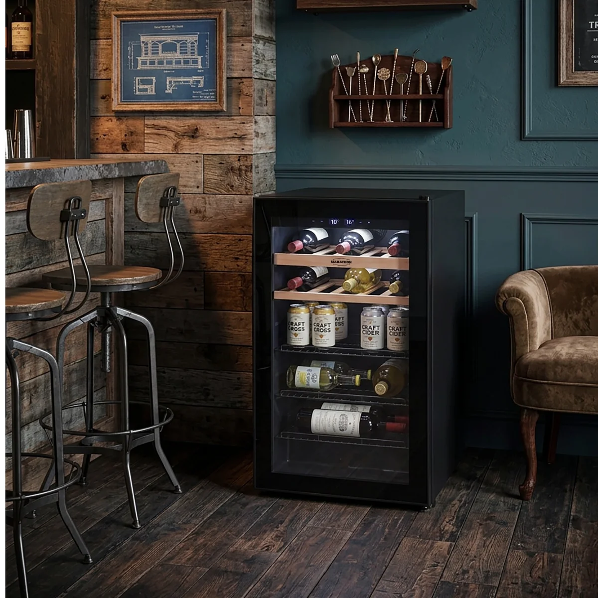 Marathon 4.6 Cu. Ft. Freestanding Single Zone Beverage Cooler - MFSBC130BL
