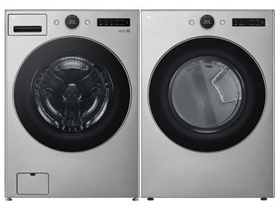 27" LG 5.2 Cu. Ft. Smart Front Load Washer and 7.4 Cu. Ft. Smart Front Load Electric Dryer - WM5500HVA-DLEX5500V