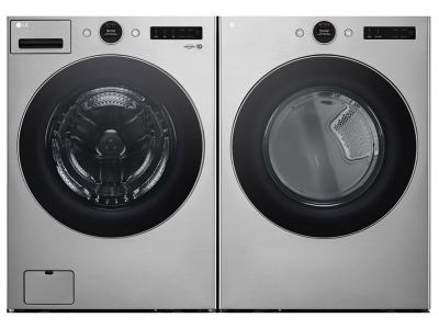 27" LG 5.2 Cu. Ft. Smart Front Load Washer and 7.4 Cu. Ft. Dryer with TurboSteam - WM5500HVA-DLGX5501V