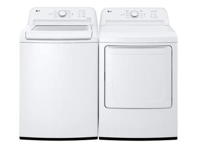 27" LG 4.1 Cu. Ft. Top Load Washer and 7.3 Cu. Ft. Electric Dryer - WT6105CW-DLE6100W-OPEN BOX