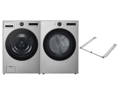 27" LG Washer & Dryer Set with stacking Kit - KSTK4-WM5500HVA-DLGX5501V